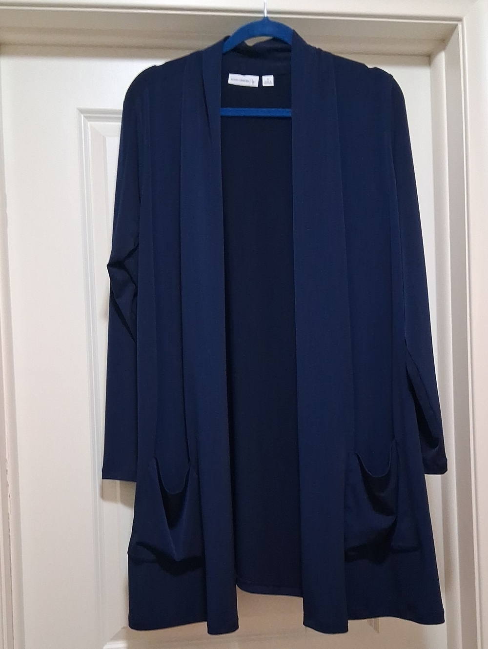 Susan Graver Navy Open-Front Women's Cardigan Sweater